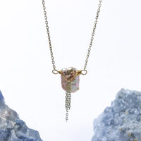 handmade silver pink baroque pearl necklace tassel laura j designs
