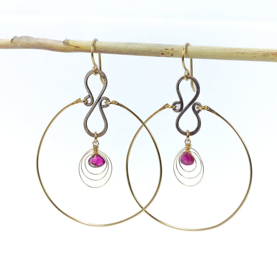 handmade gold filled pink tourmaline hoop earrings laura j designs