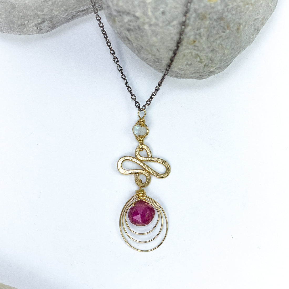 handmade gold filled pink tourmaline dainty necklace laura j designs