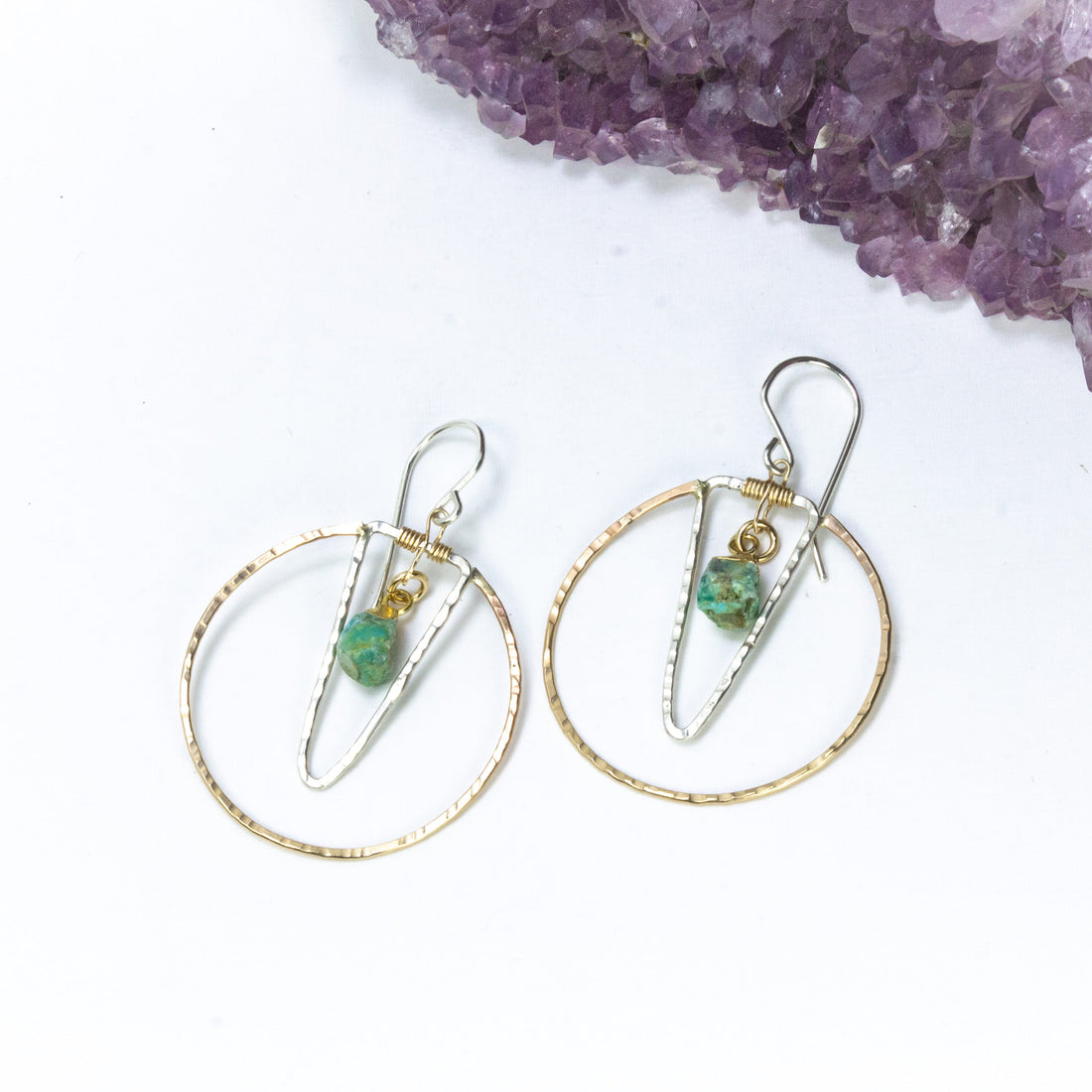 handmade silver gold filled turquoise hoop earrings laura j designs