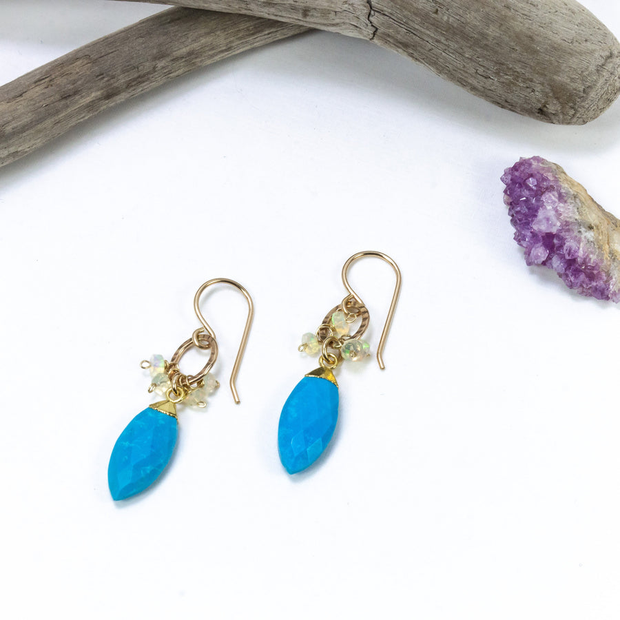 handmade gold filled turquoise opal gemstone earrings laura j designs