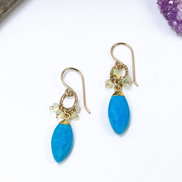 handmade gold filled turquoise opal gemstone earrings laura j designs