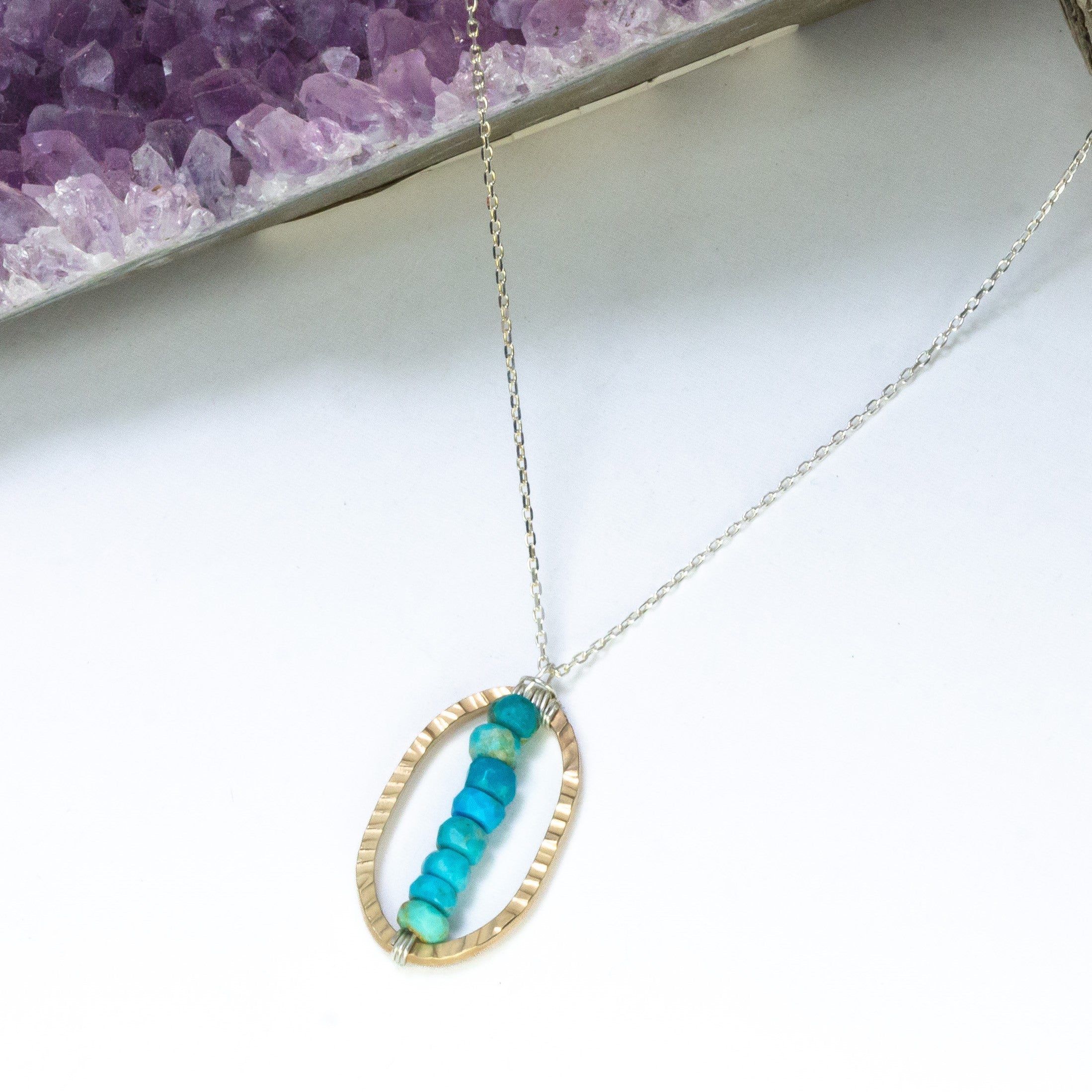 handmade gold filled turquoise pendant silver chain laura j designs