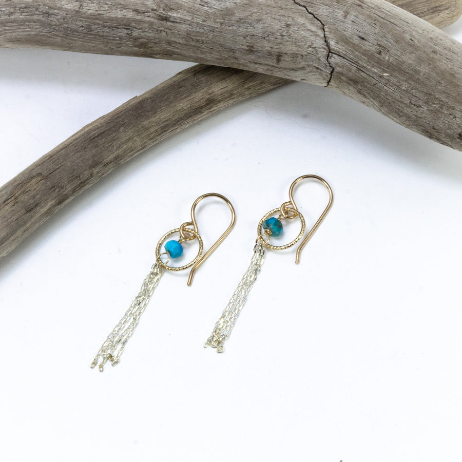 handmade silver chain gold filled turquoise earrings laura j designs