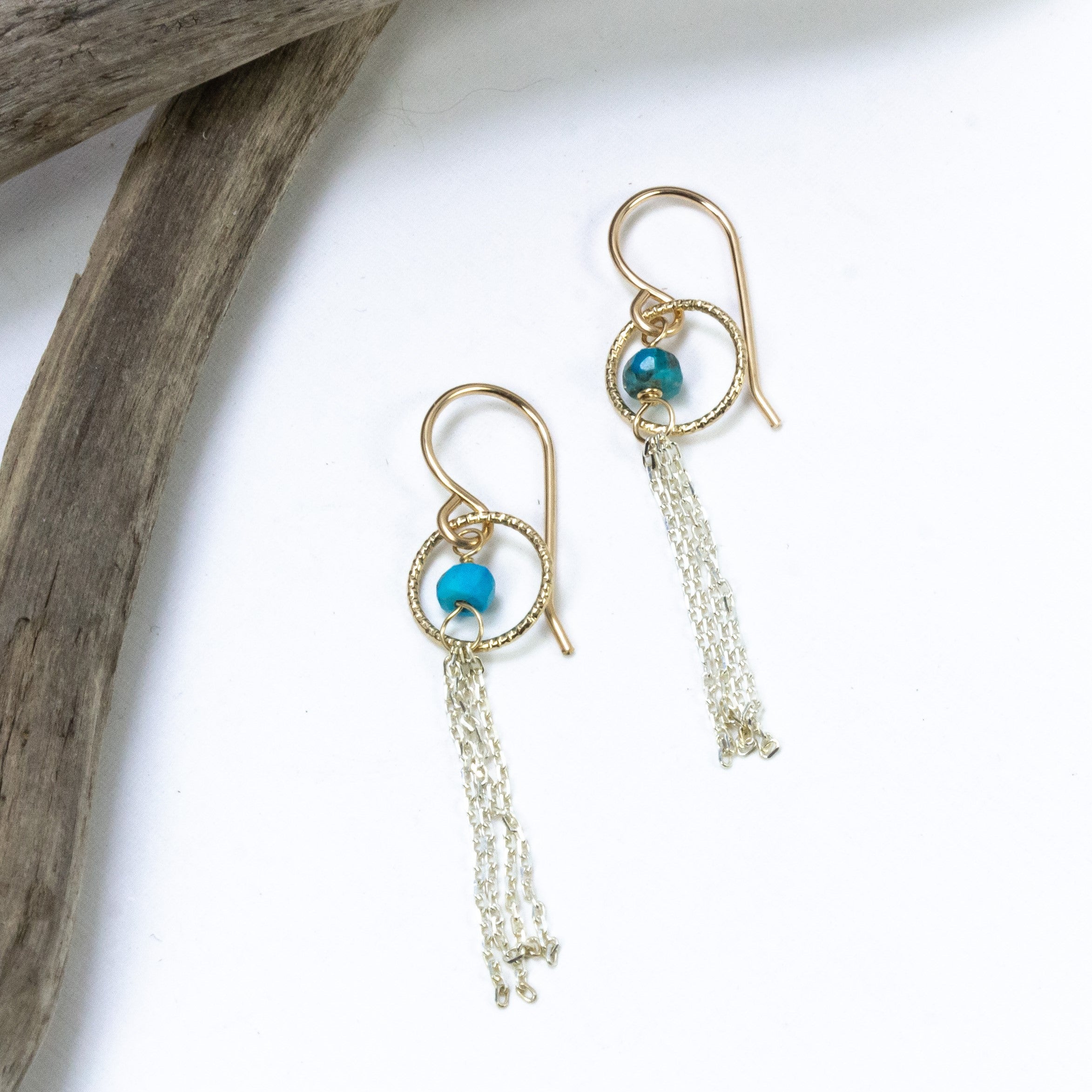 handmade silver chain gold filled turquoise earrings laura j designs