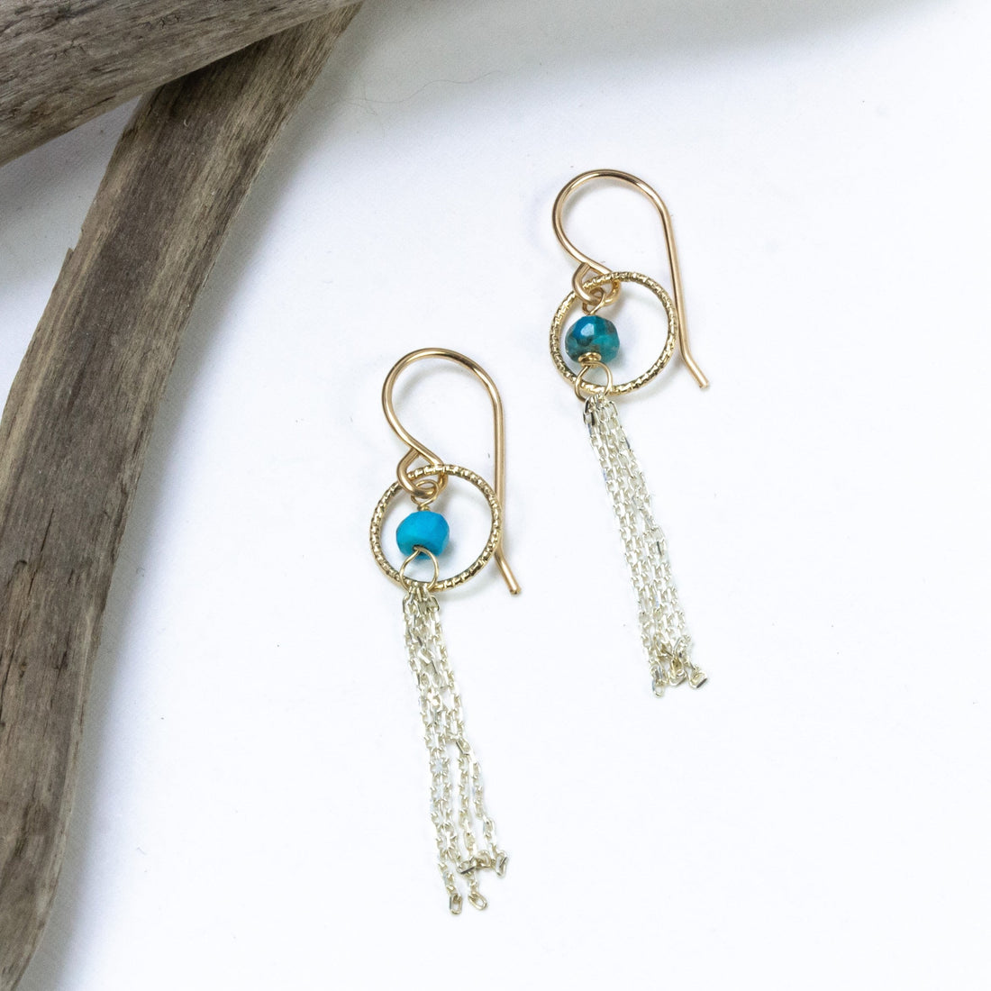 handmade silver chain gold filled turquoise earrings laura j designs