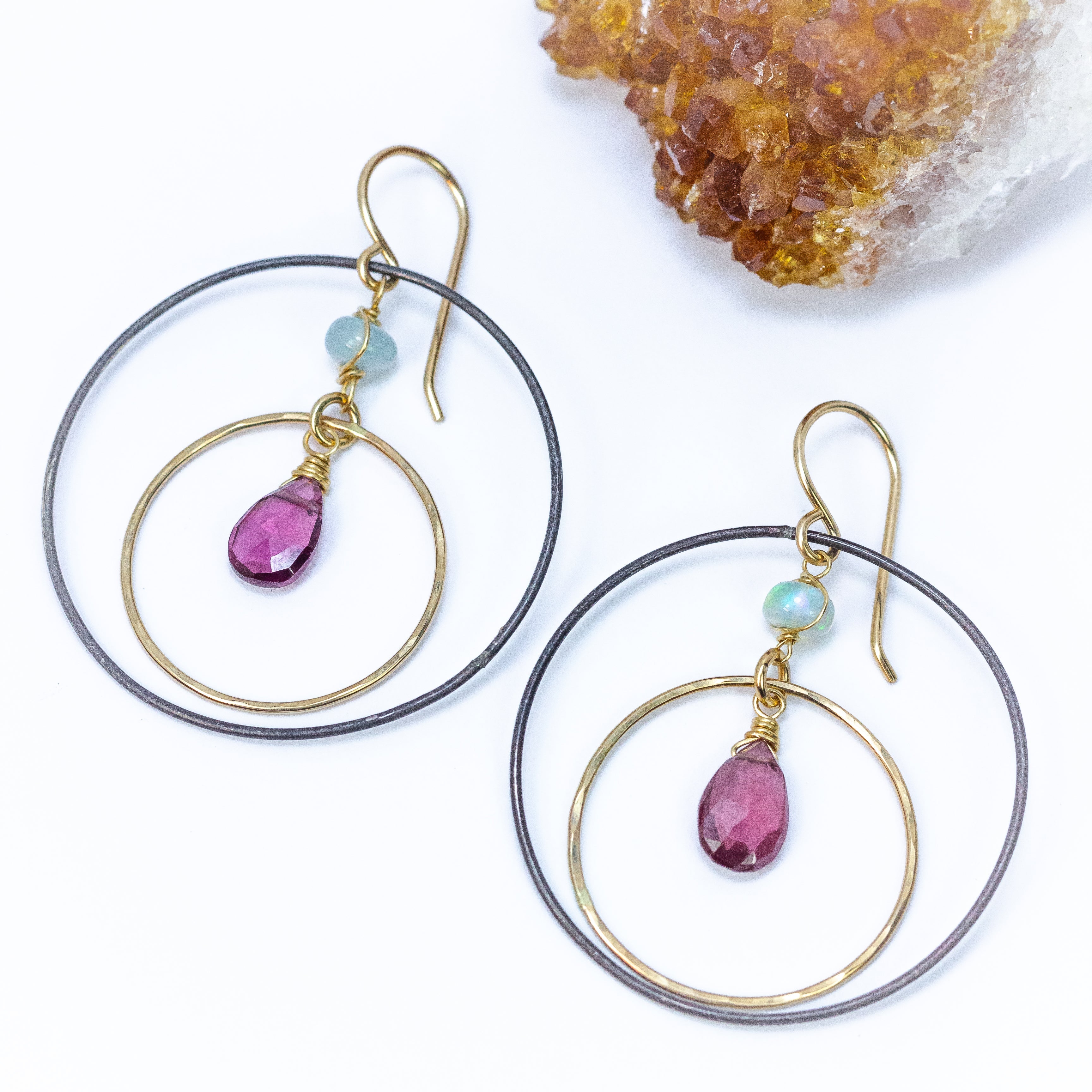 handmade mixed metal gemstone earrings laura j designs