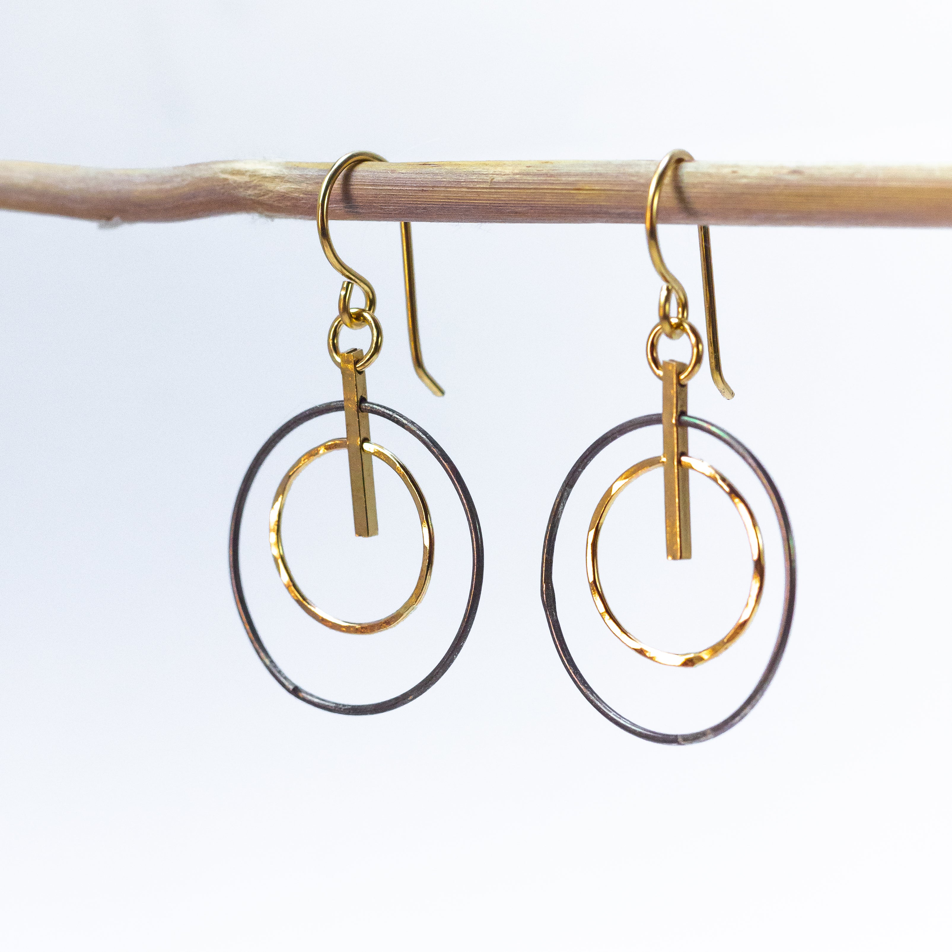 handmade mixed metal oxidized sterling gold filled hoop earrings laura j designs