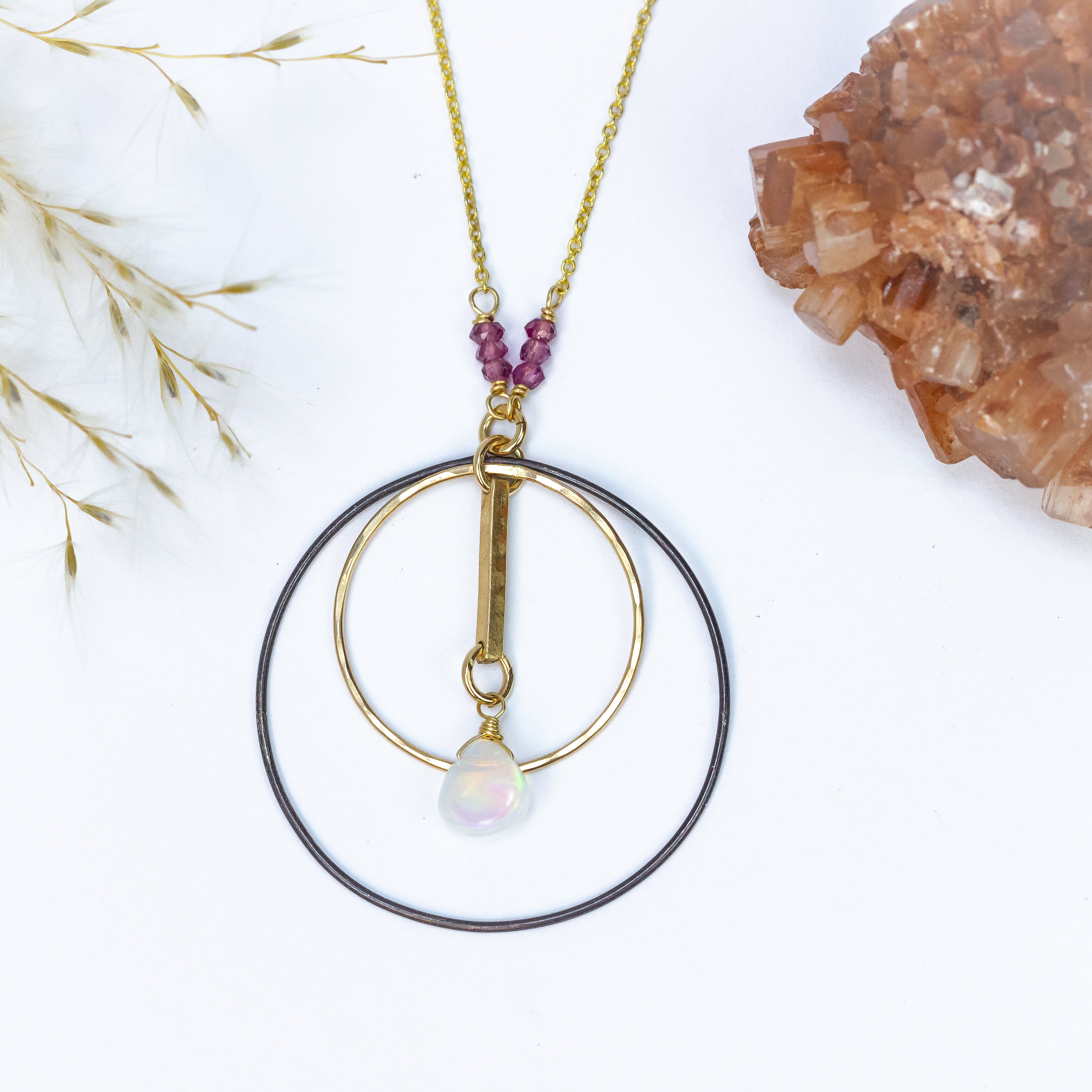 handmade mixed metal opal gemstone necklace laura j designs