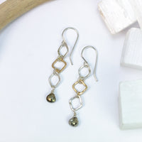 handmade sterling silver gold filled pyrite gemstone dangle earrings laura j designs
