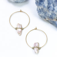 handmade gold filled pearl hoop earrings laura j designs
