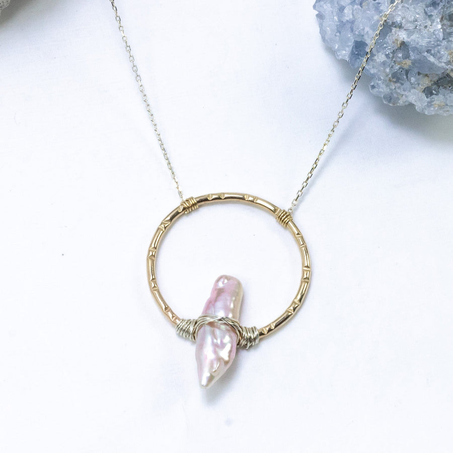 handmade gold filled pearl statement pendant silver chain laura j designs