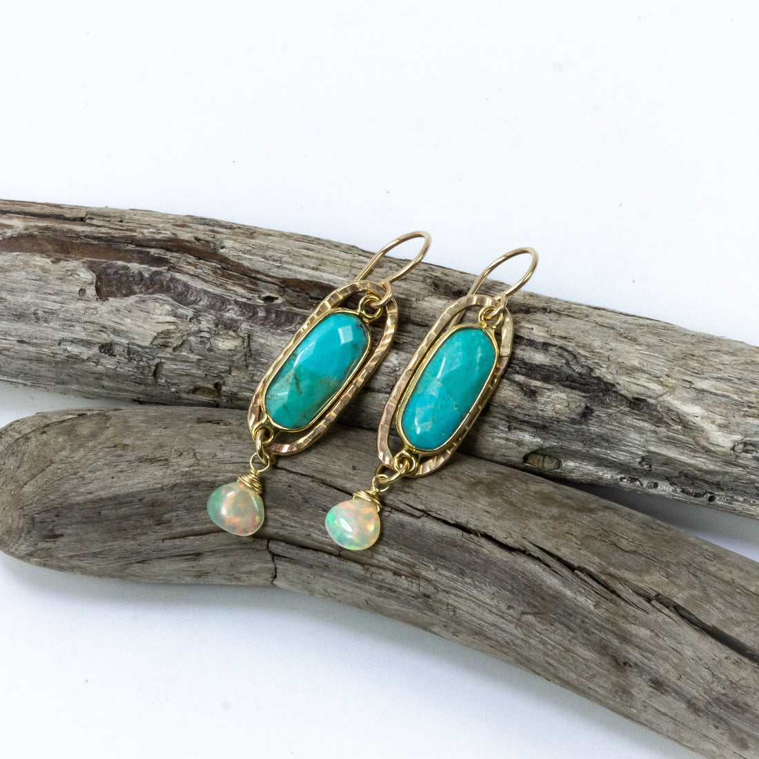 handmade gold filled turquoise opal earrings laura j designs