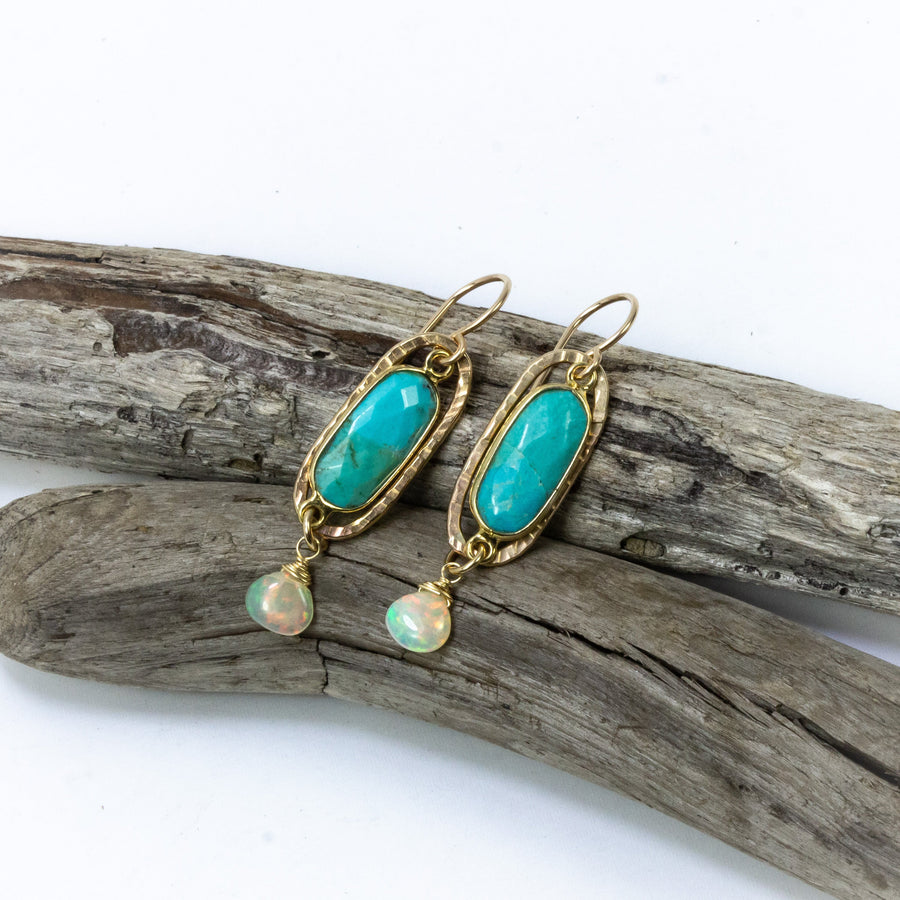 handmade gold filled turquoise opal earrings laura j designs