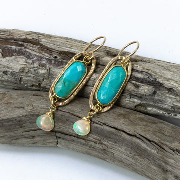 handmade gold filled turquoise opal earrings laura j designs